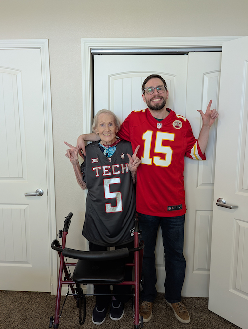 Me and Mimi in Mahomes jersies